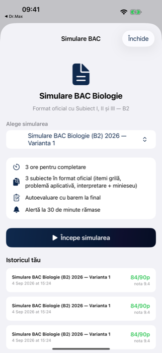 Simulare BAC în format oficial